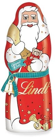 Lindt Schokolade Weihnachtsmann Caramel und Salz | 125 g | Weihnachtsmann aus Vollmilch Schokolade mit Caramel und einem Hauch von Salz | Weihnachtsmann | Schokoladen-Geschenk | Weihnachtsschokolade