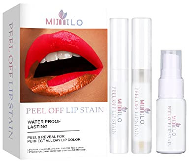 SHEEYOON Peel Off Lip Stain, Peel & Reveal Lip Tint, Long Lasting Waterproof Matte Lip Color (Red)