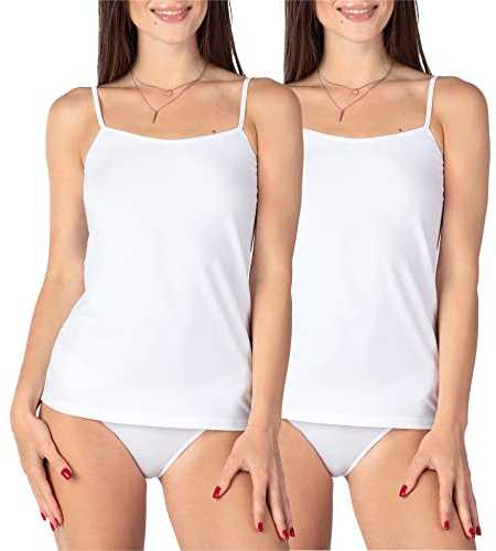 Bellivalini Damen Unterhemd aus Baumwolle BLV50-220 (2er-Pack: Weiß, 4XL)