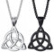 Weenkeey 2 Stück Irischer Trinity Triquetra Halskette Keltischer Knoten Anhänger Halskette Gothic Punk Rock Hip Hop Anhänger Halskette für Männer Damen - Schwarz Silber