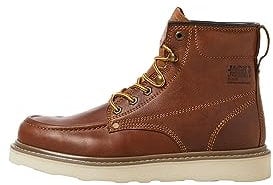 JACK & JONES Jfwaldgate Moc-Stivale in Pelle, Stivaletti Stringati Uomo, Cognac, 42 EU