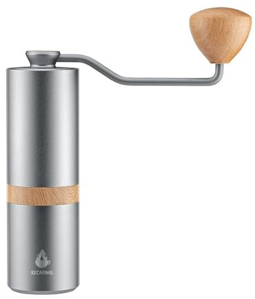 Premium Manual Coffee Grinder Stainless Steel with Aluminum Polish– Conical Hand Coffee Grinder Burr Mill Kit Drip over Tool