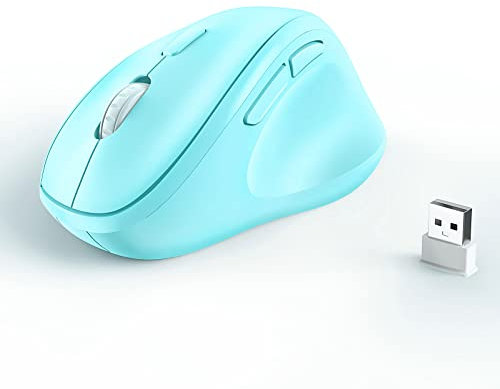 Micropack Souris sans Fil Ergonomique avec dongle USB pour PC, Ordinateur Portable et Bureau - Souris Verticale avec clics Silencieux - Longue durée de Vie de la Batterie jusqu'à 1600 DPI (Bleu)