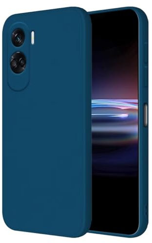 HONLEN Coque pour Honor 90 Lite 5G Protection Étui, (6.7 inches) Liquide TPU Silicone Case Anti Rayures Ultra Mince Souple Cover en Silicone Bleu Saphir