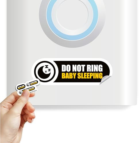 Tiny Do Not Ring Baby Sleeping Sticker | 3 Sizes Baby Sleeping Sticker | Do Not Ring Stickers for Doorbell | Tiny Size Perfect for Video Doorbell | Matte Black Waterproof Vinyl Sticker