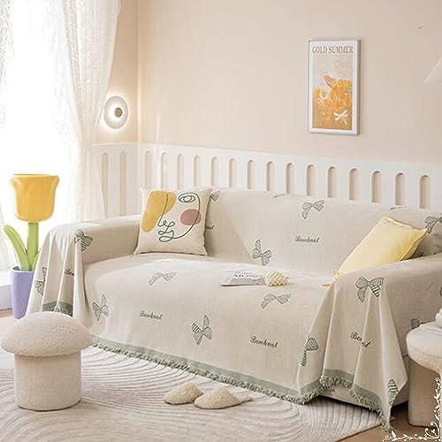 Gualiy Bezug Sofa 180x280cm, Schleifenknoten Couch Überzug 3 Sitzer Sofaüberwurf Kratzfest Grün Sofa Überzug für Ledersofa
