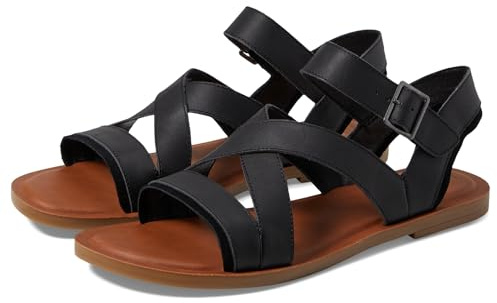 TOMS SloaneFlat Damen-Sandalen, Schwarzes Veloursleder, 42.5 EU