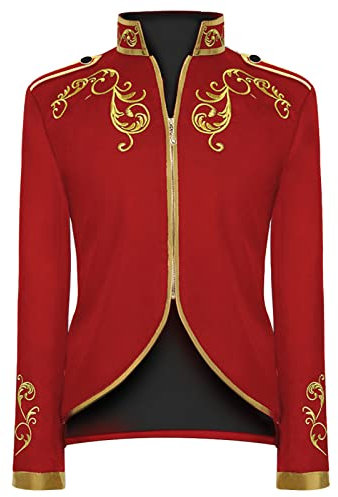 Duohropke Costume de prince charmant pour homme - Costume de palais - Prince doré - Veste brodée - Costume de tribunal - Uniforme - Cosplay - Officier médiéval