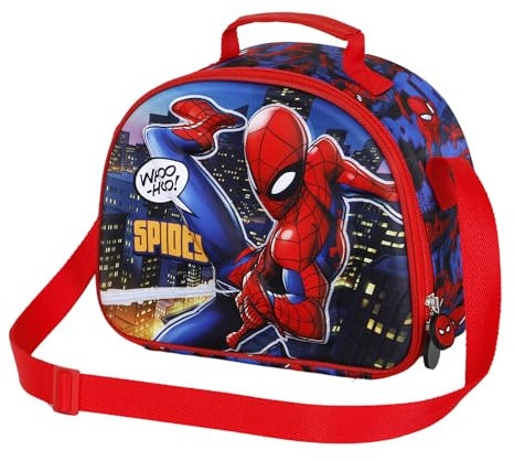 Marvel Spiderman, Bolsa Portamerienda 3D, 25.5 x 20 cm, Rojo Mighty