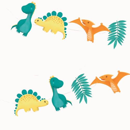 Dino - Girlande zum Kindergeburtstag - Geburtstagsdeko - Wimpelkette Dinogeburtstag - Raum Dekoration