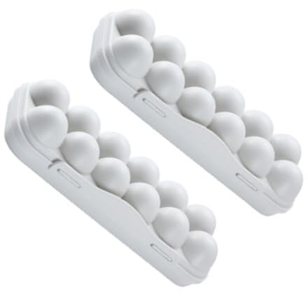 NIYANGLE 2 Piezas Caja de almacenaje soporte para huevos de nevera huevera para heladera 12 rejillas soporte de almacenamiento de huevos soporte para huevos de plástico alimento envase