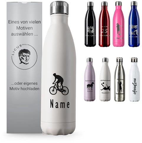 LicusDesign Thermos con incisione da 750 ml, bottiglia da 750 ml, bottiglia personalizzata con nome, borraccia con incisione, thermos con incisione incisione personalizzata