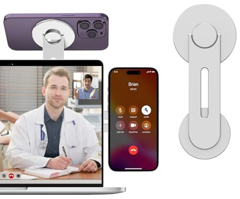 VVGAOGES Magnetische Laptop Handy Ständer, 180° Einstellbarer Continuity Camera Ständer, Faltbare Laptop Handy Halterung für Tesla Model 3/X/Y/S & iPhone 15/14/13/12 (Silber)