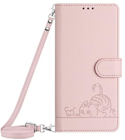 Tivenfezk Nadoli pour Xiaomi Redmi Note 12 5G Coque Portefeuille avec Cordon,RFID Blocage Collier Flip Étui Cuir Chat Souris Embossé Porte Cartes Fermeture Magnétique Clapet Housse