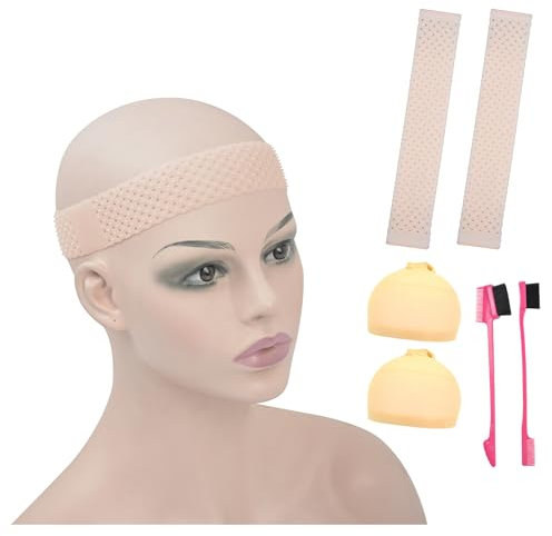 2 Stück Silikon Perückenband, Silikon Rutschfestes Perückenbänder, Mit Atmungsaktiven Löcher, Nahtloses Atmungsaktive Perückenband für Sport Yoga(Rosa)