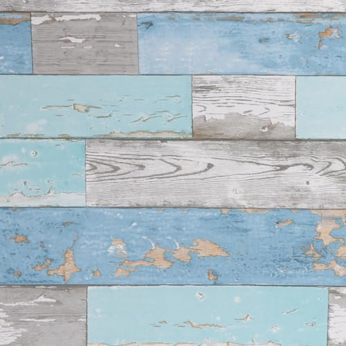 Arthome Papier peint autocollant amovible imperméable bois Gris Bleu 17 x 236 cm
