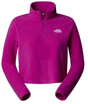 The North Face Women's 100 Glacier Cropped 1/4 Zip Sweatshirt, Deep Mulberry, M