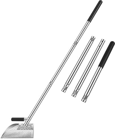 Sand Scoop 47.2 '' PAL de Detector de Metal de Mango Largo 3 Secciones Rake de pulgas de Arena de Acero Inoxidable con cucharadas de Arena de Cabeza Desmontables para la Vida de detección de Metales