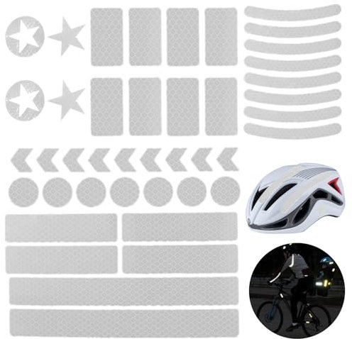 42 Stück Fahrrad Reflektoren Aufkleber Set,Reflektoren Sticker Aufkleber ,Tape Reflexfolie Selbstklebend,Leuchtaufkleber für Fahrradhelme, Motorräder, Schultaschen,Rucksäcke,Felgen,Kinderwagen(Weiß)