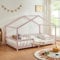 [en.casa] Kinderbett Treviolo Hausbett 140 x 200 cm Holzbett für Kinder mit Rausfallschutz Bettgestell mit Lattenrost Kiefernholz Rosa