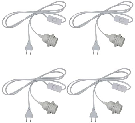 5 Pezzi Portalampada E27 con interruttore a filo cavo, E27 Portalampada, prese per paralume con spine,portalampada a sospensione con presa elettrica,Per Loft Garage Illuminazione