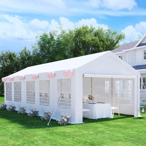 Devoko Tente de Reception 4x10,Barnum UV 50+,Tonnelle de Jardin Exterieur,Tonelle Tente pour Les Mariages, Les fêtes, Les rassemblements,Blanche