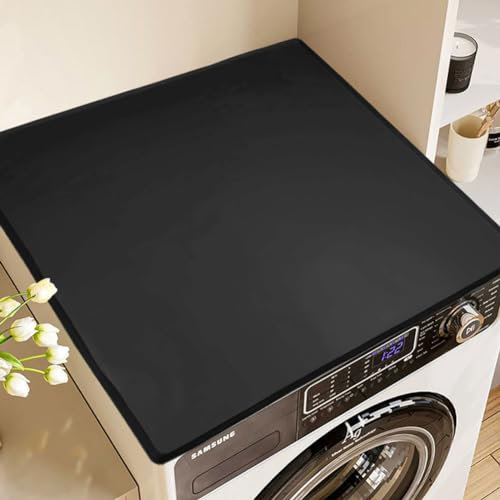 Waschmaschinenauflage Rutschfest 50x60cm, Schwarz Waschmaschinenabdeckung, Universal Waschmaschinen Auflage Waschmaschinenbezug Verkleidung, Waschmaschine Abdeckung, SaugfäHig Schnelltrocknend