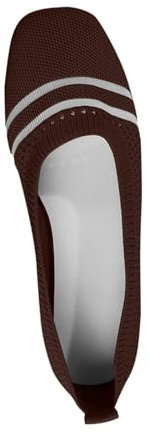 UK 5 Women's Knit Ballet Flats Pumps Ballerina Square Toe Comfortable Ballerina Shoes Ballet Shoes Ladies Casual Wear Every-Day Closed Toe Flats Dolly Pumps A0_Clearance Coffee