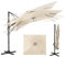 GOPLUS Parasol de Jardin Exterieur, Parasol Déporté 3x3M, avec Manivelle, 8 Baleines à Double Couche, Rotation à 360°, Anti-UV, Parasol Excentré Inclinable pour Balcon Terrasse, Beige