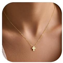 Turandoss Cross Necklace for Women Christian Jewelry Gifts for Women Girls | Gold Cross Necklace for Women, Waterproof, Baptism Religious Faith Jewelry, First Holy Communion Gifts for Girls Women