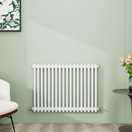 Simple Bathroom Column Radiators White 600×830mm Horizontal Double Traditional Cast Iron Style Interior Designer Radiator