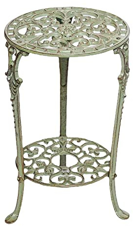 Petites tables d'appoint rétro pour extérieur, anti-rouille, petites tables basses rondes en métal forgé double couche pour porche, cour, balcon, terrasse, pelouse