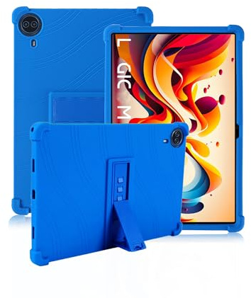 Coque pour Logicom Tab XXL 14 Pouces,daunke Silicone Souple,avec Support Rabattable,Légère aux Chocs,Anti-Rayures,Protection complète,Bleu