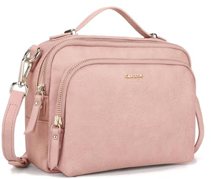 Gladdon Piccola Borsa a Tracolla Donna, Crossbody Bag con 3 Scomparti Capienti, Borsa Mano PU Pelle Sintetica, Borsetta Moda Borse Spalla con Tracolla Regolabile e Rimovibile…Rosa