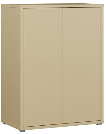 Forte Alice Springs Kommodenschrank 70 80, modern-minimalistisch, 2-türig, Wohn-/Schlafzimmer, Holzwerkstoff, Buttergelb, 74,5 cm breit x 99,1 cm hoch x 41,5 cm tief