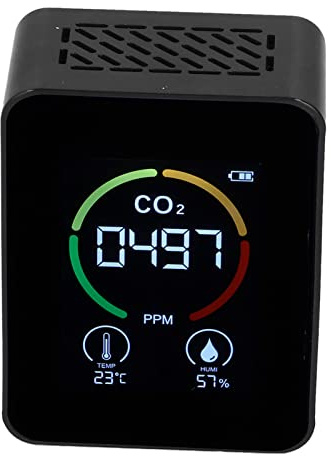 Qcwwy CO2-Monitor, ABS-Material, Infrarot-Erkennung, Luftqualitätsmessung in Echtzeit, Ideal für die Küche Im Home-Office (Black)