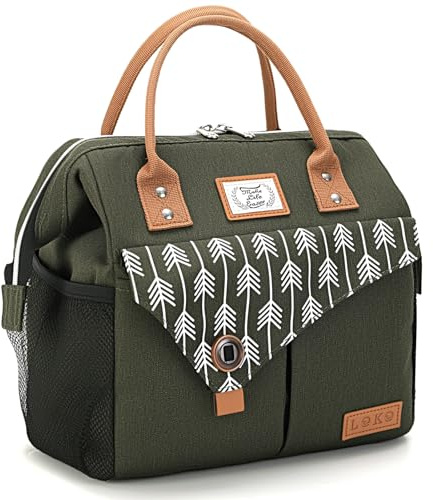 Lekesky 10L Insulated Lunch Bag for Women for Work Lunch Tote, Dark Green