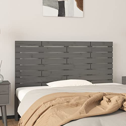 Frdhee Kopfteil für Doppelbett,Wand-Kopfteil Grau 126x3x63 cm Massivholz Kiefer für Verschiedene Bettrahmen