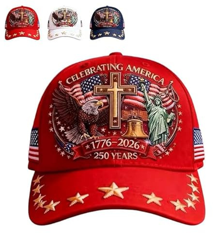 Eagle & Liberty & Cross, United States 250th Anniversary Hat, Adjustable Patriotic Baseball Cap