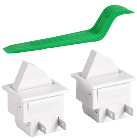 BTFO Lot de 2 interrupteurs d'éclairage de porte de réfrigérateur, pièces de rechange de qualité supérieure avec outil de levier compatible avec GE Admiral et Magic Chef