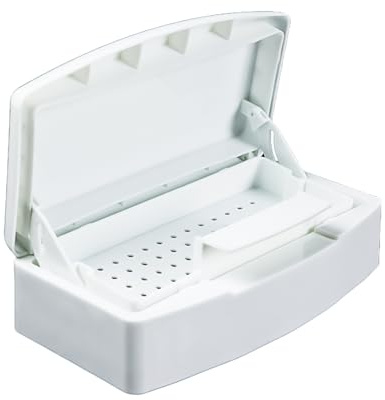 MFUOE Nail Hair Beauty Tools White Disinfection Box with Tray Plastic Box Nail Sterilizing Clean Container for Hair Salon Nail Supplies