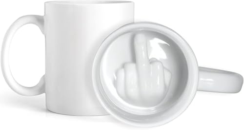 EKAM Fun Middle Finger Mug, Funny Coffee Mug Novelty Gift Tea Cup with Middle Finger, Gift for Someone Special, Secret Santa Gifts for Men, Christmas Funny Gifts 11oz Coffee Cup