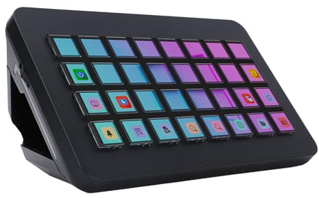 YUEHISY Clavier de Streaming 32 Touches avec écran LCD, Contrôleur de Studio avec Macros Programmables, Raccourci en Un pour Le Montage en Direct. (Black)