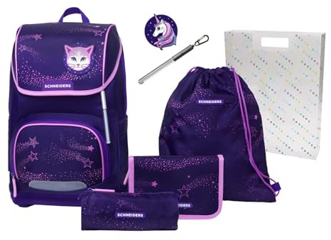 Schneiders Freizeitrucksack Ergoplus 2in1 Schulranzen Set 7-teilig 22L Flashlight violett