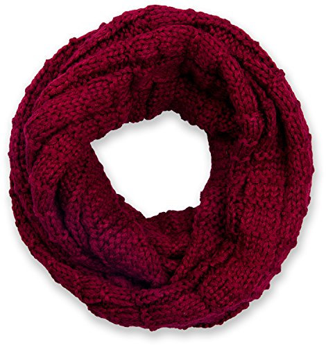 styleBREAKER Unisex Strick Loop Schal kariert, Uni Feinstrick Schlauchschal, Winter Strickschal 01018154, Farbe:Bordeaux-Rot