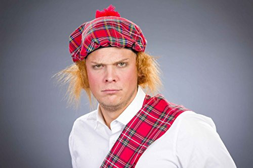 Festartikel Müller Kostüm Zubehör Schottenmütze mit Haaren KW59/61 Karneval Fasching