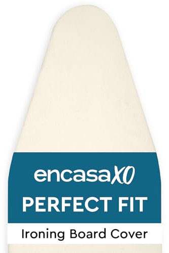 Encasa XO Housse Table à Repasser avec Feutre épaisseur 4 mm - Naturel - Plain Couleurs Cotton, Elastic (Convient à la Norme Large Boards of 125x39 cm) Réfléchissant à la Chaleur