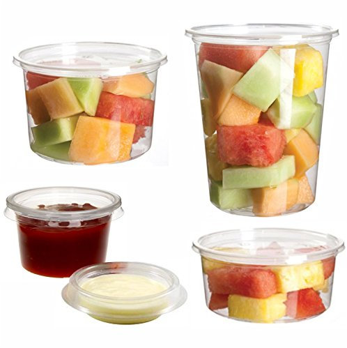 Delipak - 50 x Deli Pots With Lids - Clear Containers Fridge Dishwasher Microwave Food Safe, 2oz, 4oz, 8oz, 12oz, 16oz, 32oz (4oz)