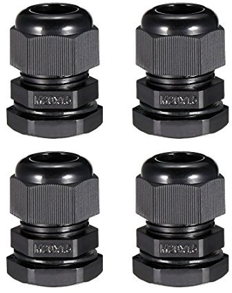 Sourcingmap 4Pcs M20x1.5 Cable Gland Waterproof Plastic Joint Adjustable Locknut Black for 6mm-12mm Dia Cable Wire