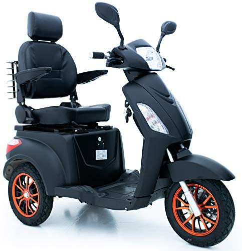 Electric Mobility Scooter 3 Wheeled Matt Black with Extra Accessories Package: Mobility Scooter Waterproof Cover, Phone Holder, Bottle Holder by Green Power